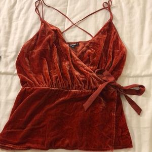 Burnt orange velvet tank.